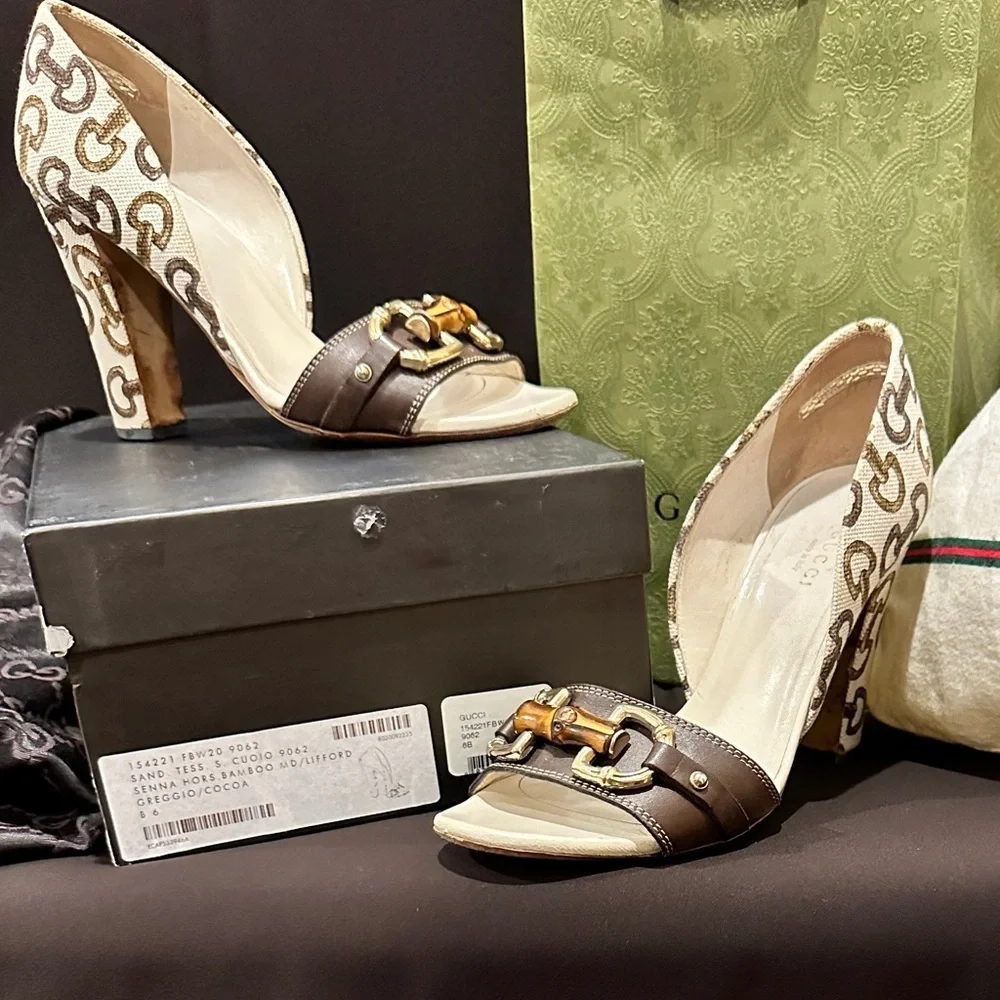 Relived Sand Tess, Senna Horsebit Bamboo MD/Lifford Gucci Heels -Accept offers. - Picture 3 of 7